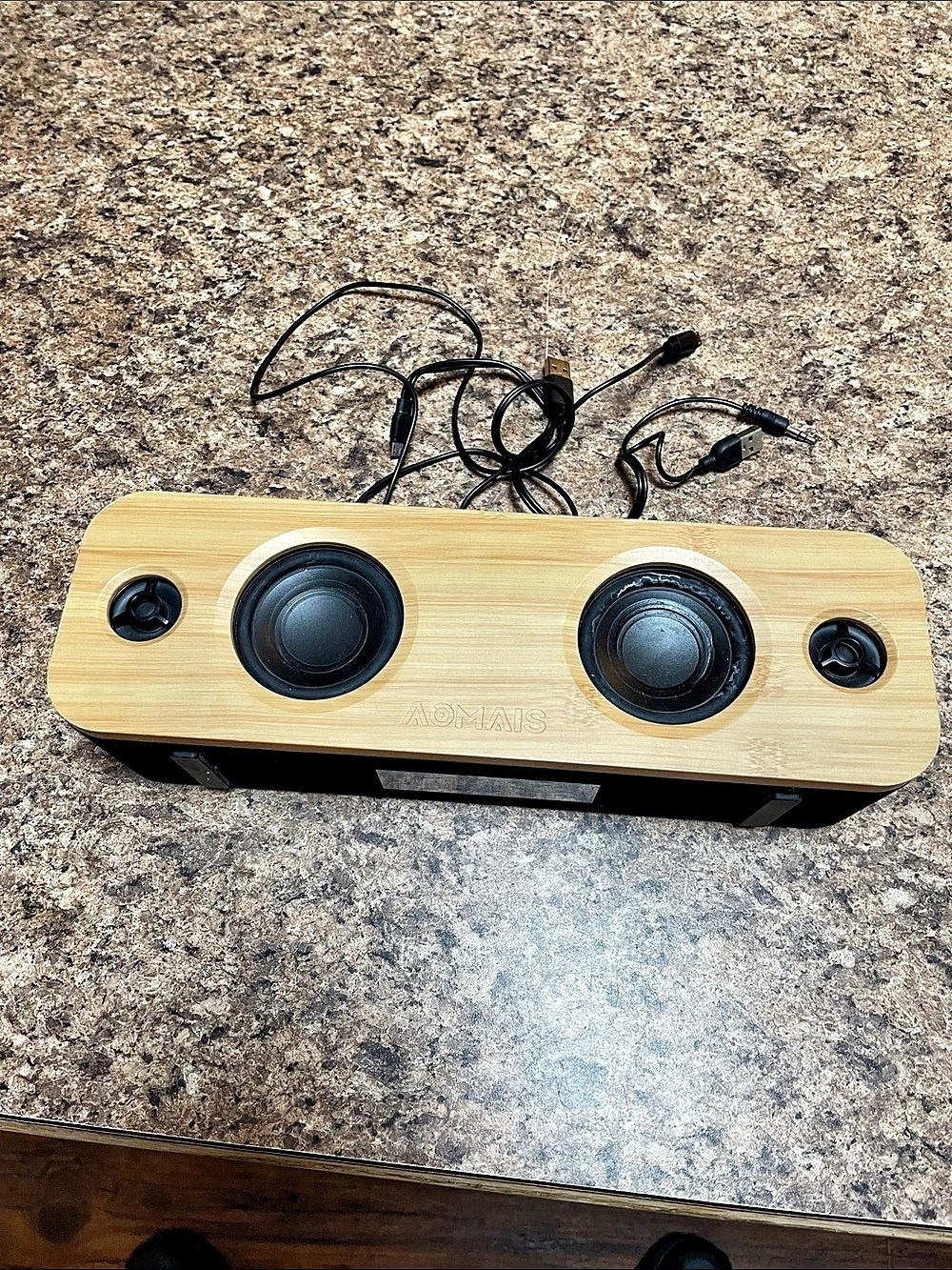 AOMAIS LIFE Bluetooth Speaker Loud Bambo Wood Speaker Tested Working W/Cords